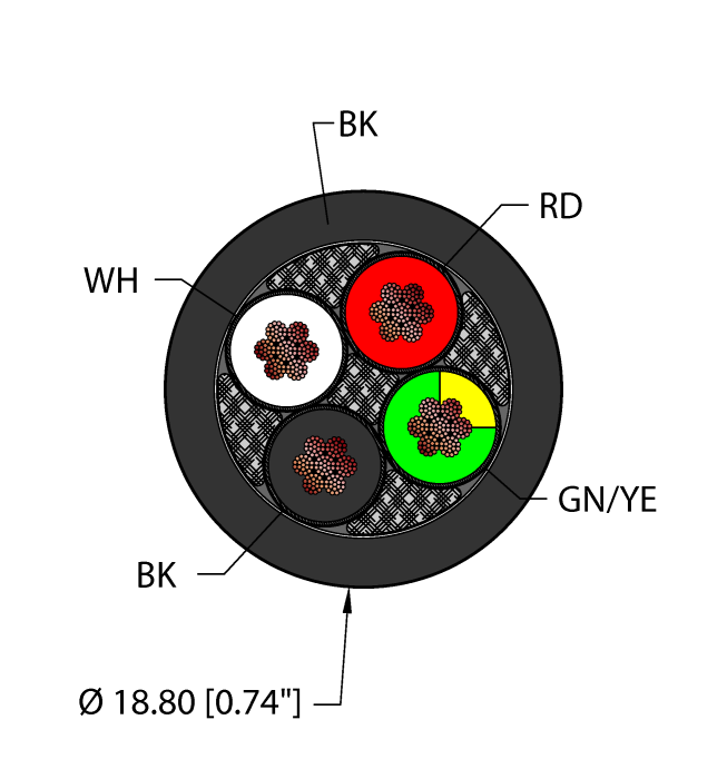 Turck Power Tray/Exposed Run/Direct Burial Cable - Reelfast Bulk Cable # BLK,TPE,4X8,TCERDB