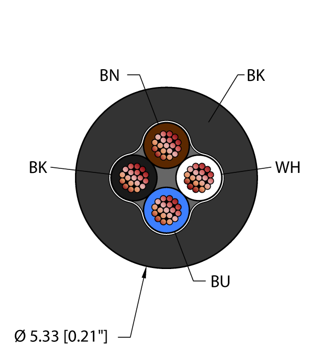Turck General Purpose Cable - Reelfast Bulk Cable # BLK,TPU,4X22,AWM,FL