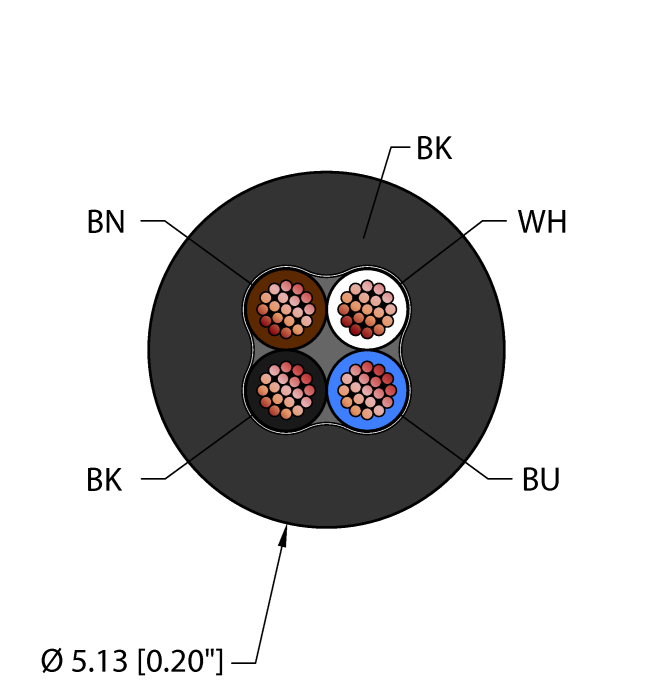 Turck General Purpose Cable - Reelfast Bulk Cable # BLK,TPU,4X22,AWM,FL5
