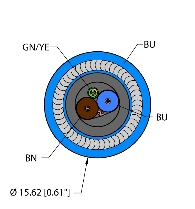 Turck Fieldbus Technology Cable - Reelfast Bulk Cable # BLU,PVC,1STPDX18+1X18,IAA,ITCERDB,FF