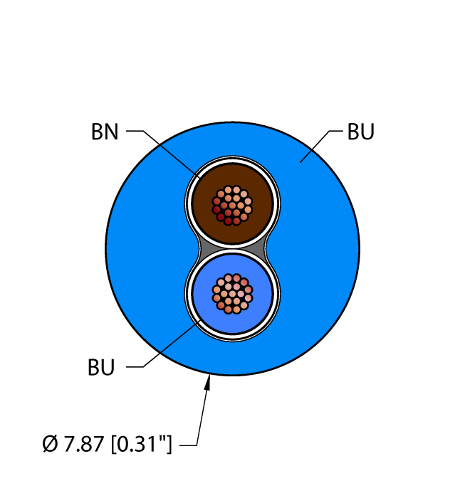 Turck Fieldbus Technology Cable - Reelfast Bulk Cable # BLU,PVC,2X16,ITCERDB,MS40,AS-I