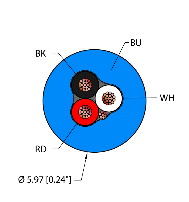 Turck General Purpose Cable - Reelfast Bulk Cable # BLU,TPU,3X18,S-DF,AWM