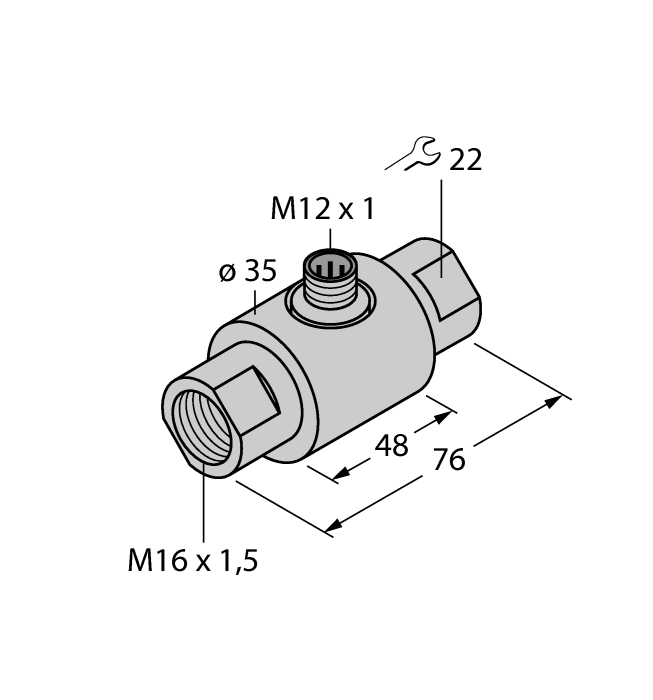 Turck Flow Monitoring - Inline Sensor without Integrated Processor # FCI-D03A4-NA-H1141/M16