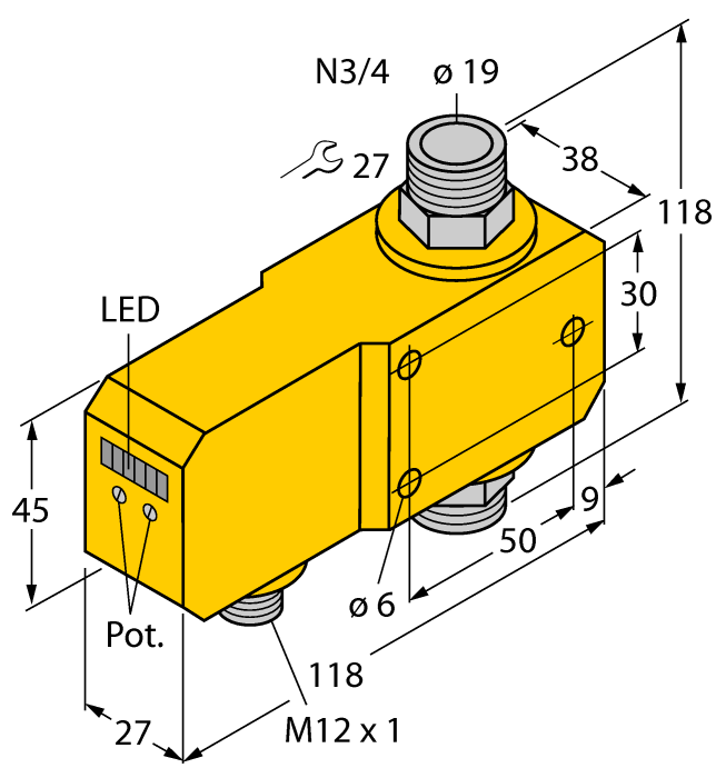 Turck Flow Monitoring - Inline Sensor with Integrated Processor # FCI-N3/4D20A4P-LIX-H1141