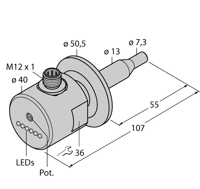 Turck Flow Monitoring - Immersion Sensor with Integrated Processor # FCS-50A4-AP8X-H1141/D014