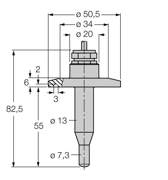 Turck Flow Monitoring - Immersion Sensor without Integrated Processor # FCS-50A4-NA/D014