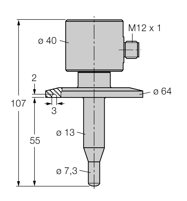 Turck Flow Monitoring - Immersion Sensor with Integrated Processor # FCS-64A4-AP8X-H1141/D014