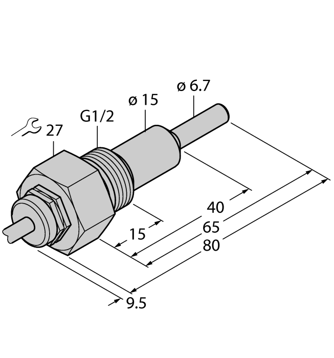 Turck Flow Monitoring - Immersion Sensor without Integrated Processor # FCS-G1/2A4-NA/AL065