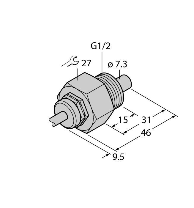 Turck Flow Monitoring - Immersion Sensor without Integrated Processor # FCS-G1/2A4-NA/D100