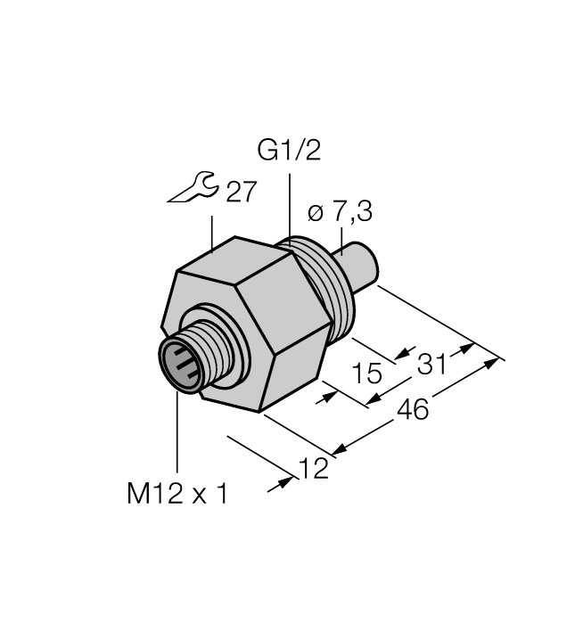 Turck Flow Monitoring - Immersion Sensor without Integrated Processor # FCS-G1/2A4-NA-H1141