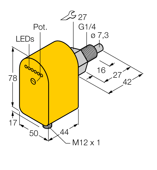 Turck Flow Monitoring - Immersion Sensor with Integrated Processor # FCS-G1/4A4P-AP8X-H1141