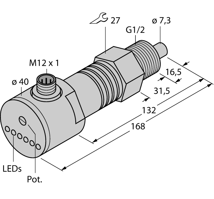 Turck Flow Monitoring - Immersion Sensor with Integrated Processor # FCS-GL1/2A4-AP8X-H1141/D090