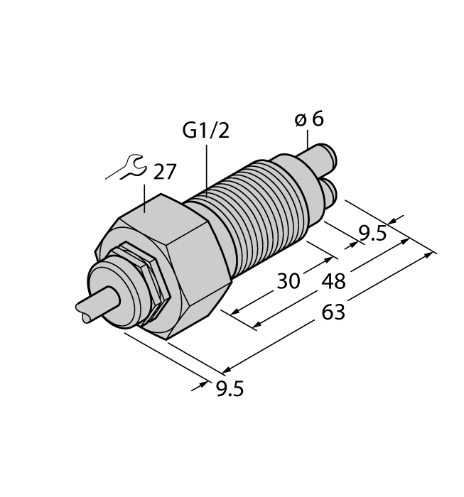 Turck Flow Monitoring - Immersion Sensor without Integrated Processor # FCS-GL1/2A4-NAEX0/A
