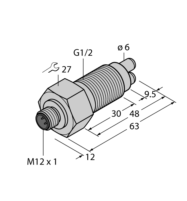 Turck Flow Monitoring - Immersion Sensor without Integrated Processor # FCS-GL1/2A4-NAEX0-H1141/A