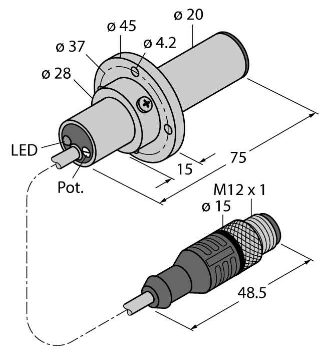 Turck Flow Monitoring - Immersion Sensor with Integrated Processor # FCS-K20-AP8X-H1141/3M