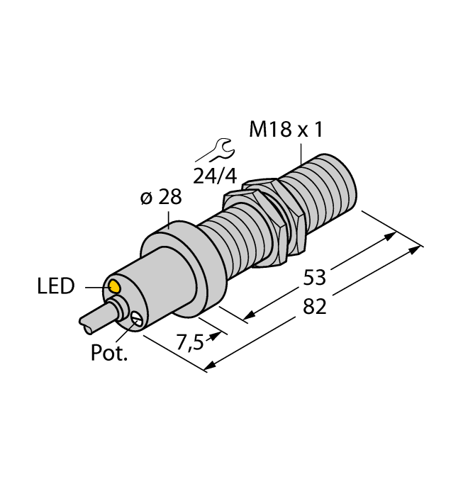 Turck Flow Monitoring - Immersion Sensor with Integrated Processor # FCS-M18-AP8X/DO45
