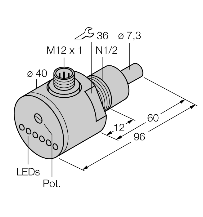 Turck Flow Monitoring - Immersion Sensor with Integrated Processor # FCS-N1/2A4-AP8X-H1141/L060