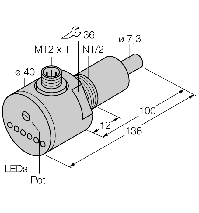 Turck Flow Monitoring - Immersion Sensor with Integrated Processor # FCS-N1/2A4-AP8X-H1141/L100
