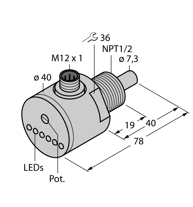 Turck Flow Monitoring - Immersion Sensor with Integrated Processor # FCS-N1/2A4-ARX-H1140
