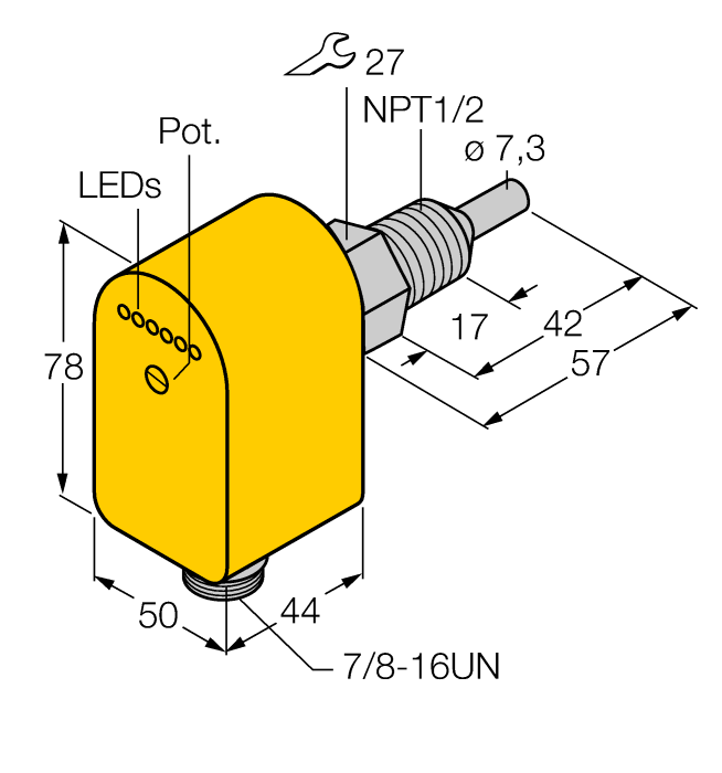 Turck Flow Monitoring - Immersion Sensor with Integrated Processor # FCS-N1/2A4P-ARX-B1151/115VAC