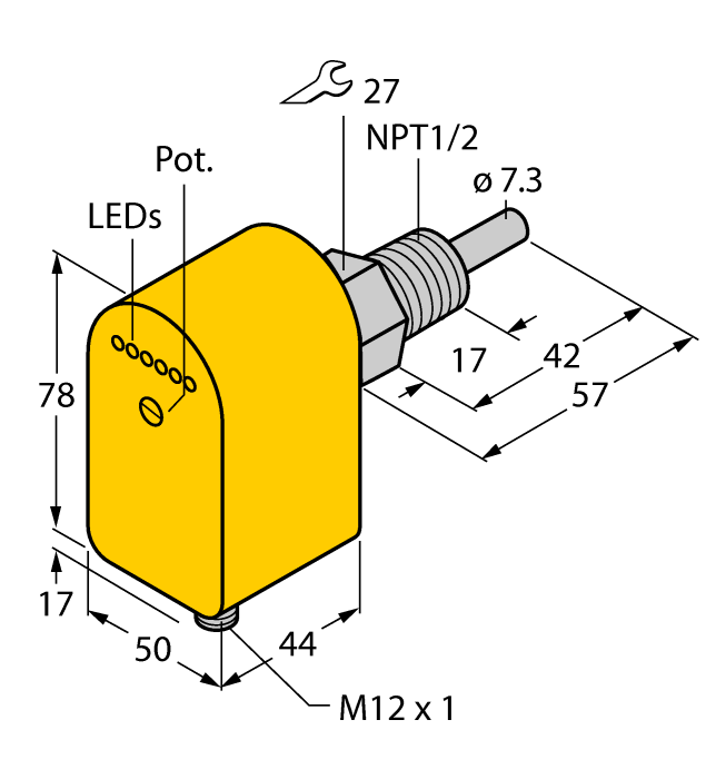 Turck Flow Monitoring - Immersion Sensor with Integrated Processor # FCS-N1/2A4P-LIX-H1141/V300