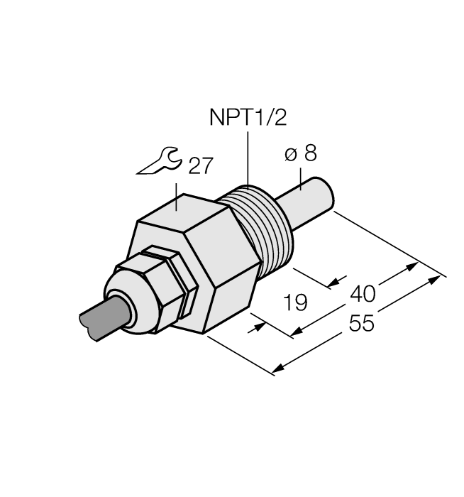 Turck Flow Monitoring - Immersion Sensor without Integrated Processor # FCS-N1/2T-NA