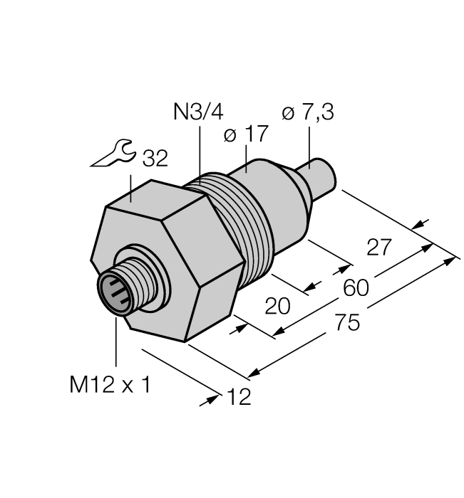 Turck Flow Monitoring - Immersion Sensor without Integrated Processor # FCS-N3/4A4-NA-H1141/L060