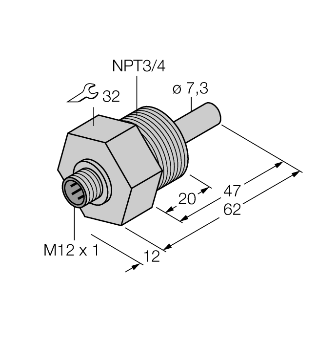 Turck Flow Monitoring - Immersion Sensor without Integrated Processor # FCS-N3/4A4-NA-H1141