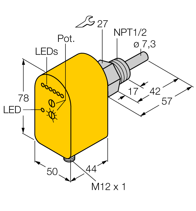 Turck Flow Monitoring - Immersion Sensor with Integrated Processor # FTCS-N1/2A4P-2AP8X-H1140