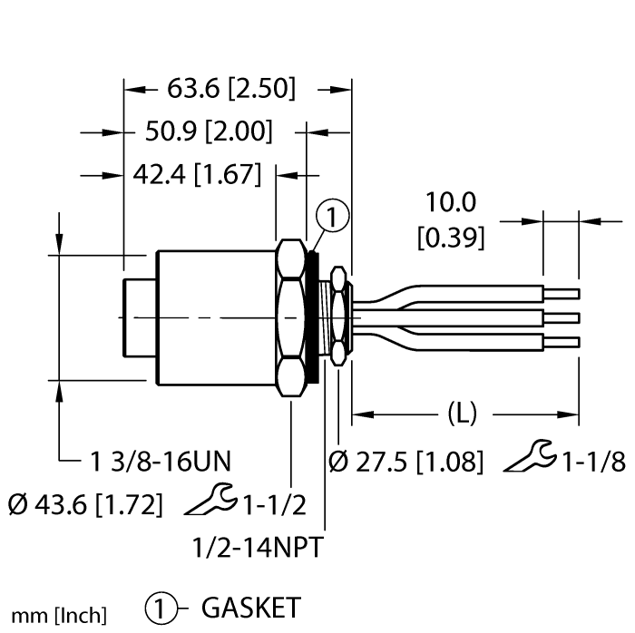 Turck Powerfast Receptacle - Front Mount # GKDFV 30-3M/14.5/NPT