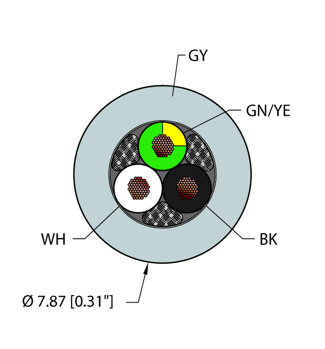 Turck General Purpose Cable - Reelfast Bulk Cable # GRY,TPU,3X16,AWM