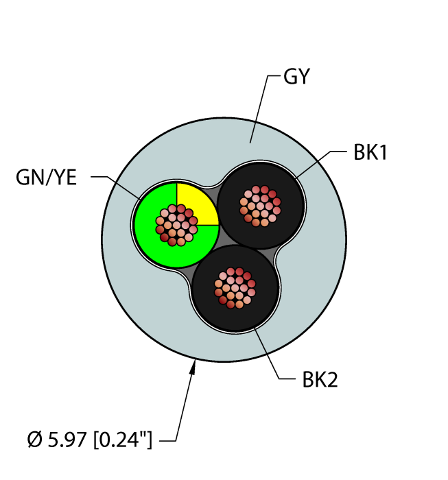 Turck General Purpose Cable - Reelfast Bulk Cable # GRY,TPU,3X18,AWM