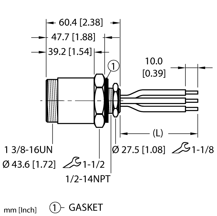 Turck Powerfast Receptacle - Front Mount # GSDF 30-3M/14.5/NPT