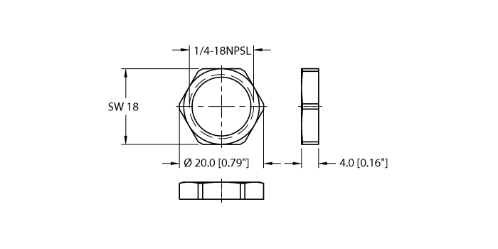 Turck Receptacle Hardware - Locknut # LOCKNUT-1/4NPT-316SS-(10/BAG)