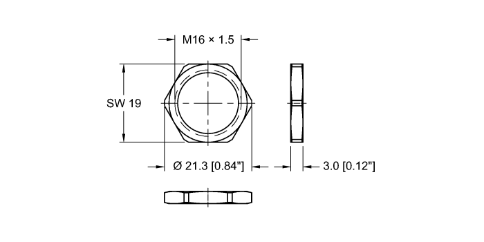 Turck Receptacle Hardware - Locknut # LOCKNUT-M16-316SS-(10/BAG)