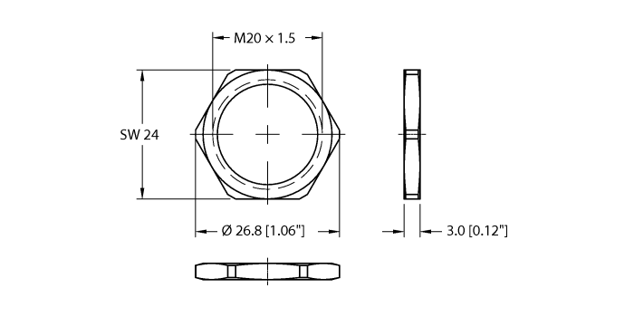 Turck Actuator and Sensor Accessory - Locknut # LOCKNUT-M20-316SS-(10/BAG)