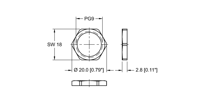 Turck Actuator and Sensor Accessory - Locknut # LOCKNUT-PG9-316SS-(10/BAG)