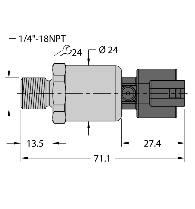 Turck Pressure Transmitter - Ratiometric Output (3-Wire) # PT200PSIG-1103-U6-DT043P