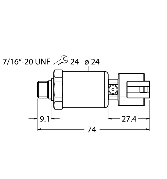 Turck Pressure Transmitter - Ratiometric Output (3-Wire) # PT3000PSIG-2105-U6-DT043P