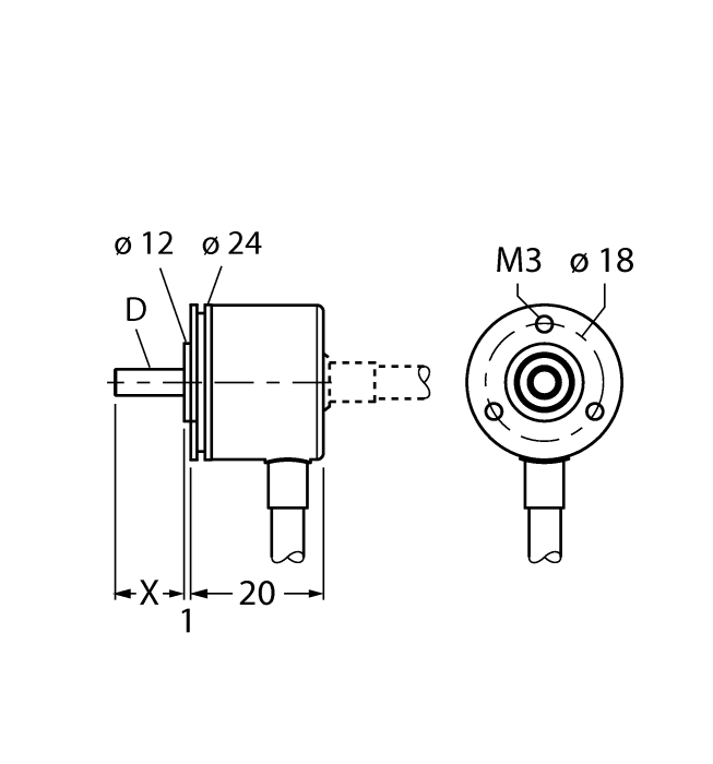 Turck Incremental Shaft Encoder # RI-01QA0F1-2D40-C