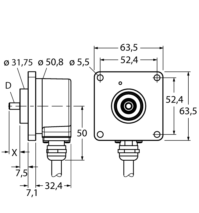 Turck Incremental Shaft Encoder # RI-10SA1R-2K1024-10MIL/N29/N40