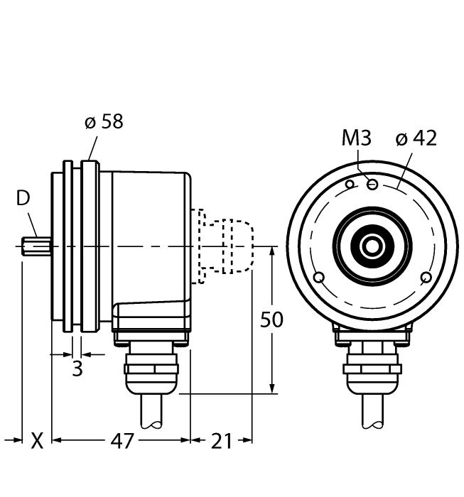 Turck Incremental Shaft Encoder # RI-10T10S-2K5000-C1M