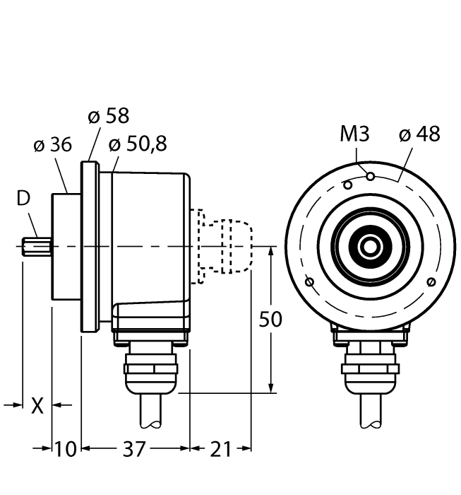 Turck Incremental Shaft Encoder # RI-10T12C-2B1-CA1M