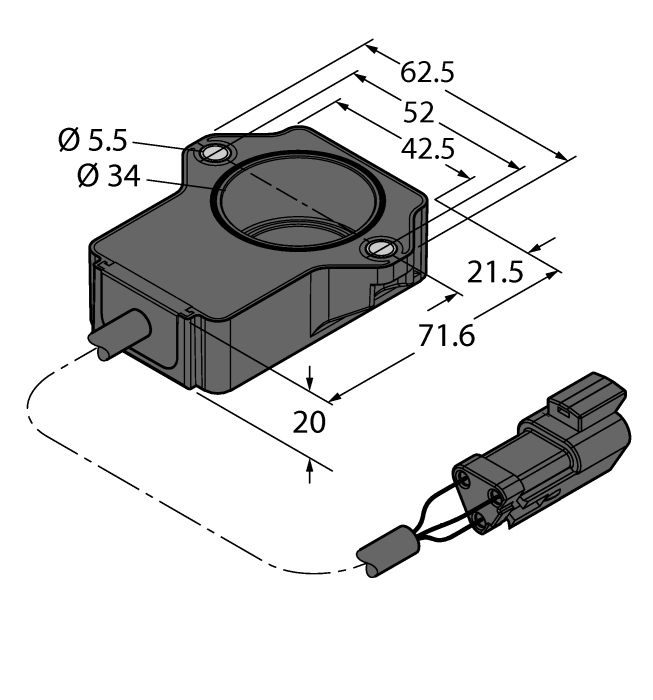Turck Miniature Encoder - With Analog Output # RI20P2-QR20-LU4X2-0.15-DT04-3P