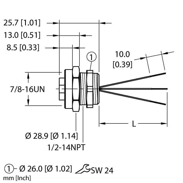 Turck Actuator and Sensor Receptacle - Front Mount # RKF 36-2M/NPT W/LN