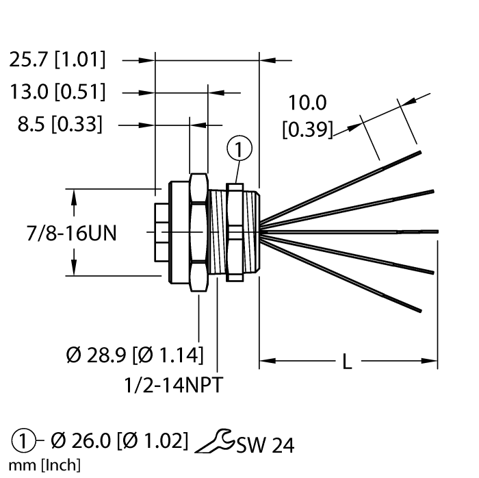 Turck Actuator and Sensor Receptacle - Front Mount # RKF 56-5M/NPT W/LN