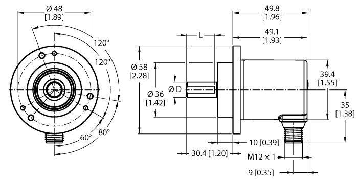 Turck Absolute Rotary Encoder - Multiturn # RM-121T10C-9D38B-H1151