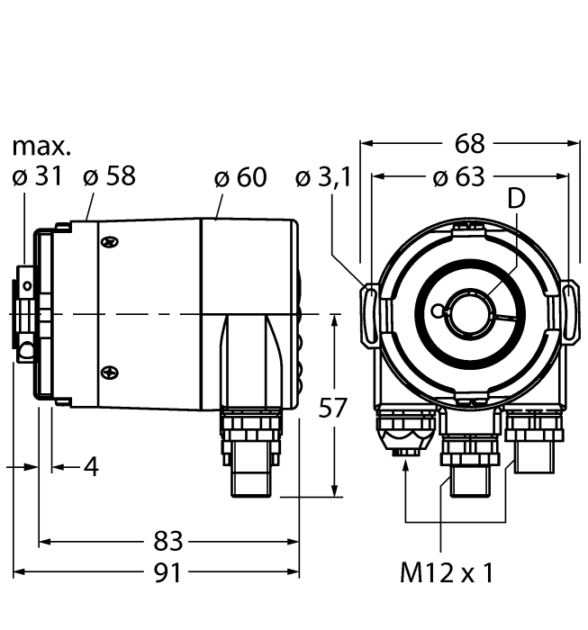 Turck Absolute Rotary Encoder - Multiturn # RM-36B12E-9A28B-R3M12
