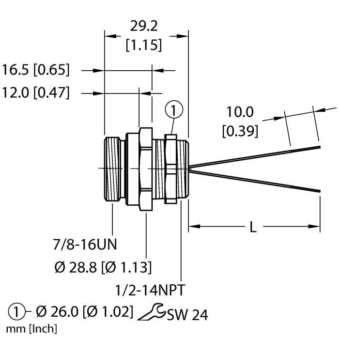 Turck Actuator and Sensor Receptacle - Front Mount # RSF 26-2M/NPT W/LN