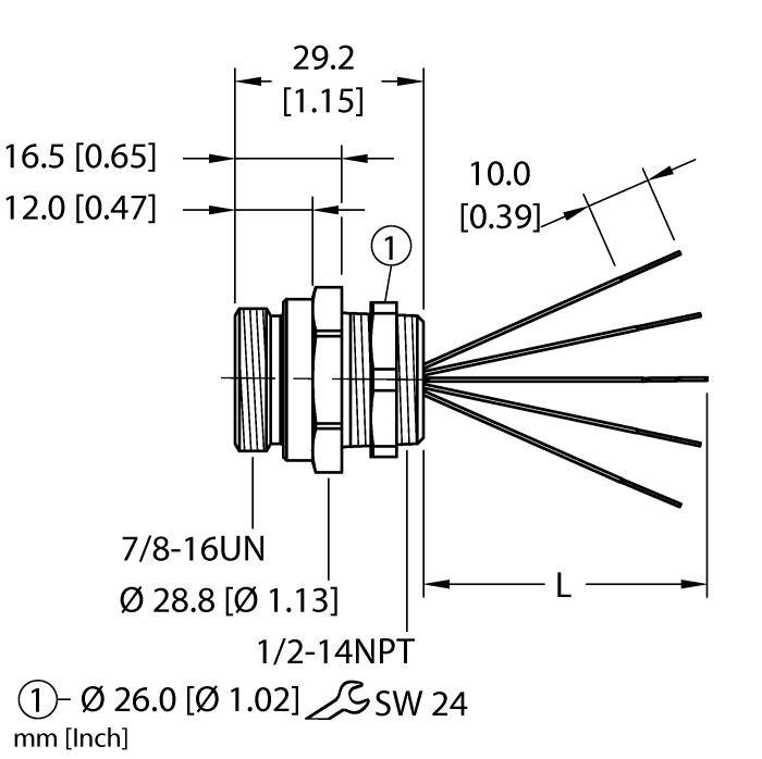 Turck Actuator and Sensor Receptacle - Front Mount # RSF 56-4M/NPT W/LN